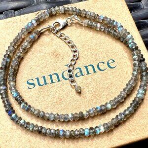 Sundance $218 NEW 17-19" Ad LABRADORITE Sterling Silver Beaded Handmade Necklace